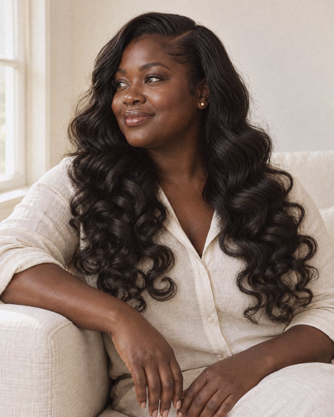 Woman wearing Natural Wave hair